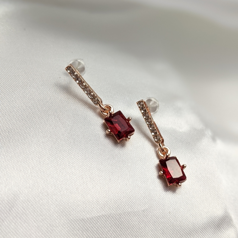 Faux Ruby Drop Earrings
